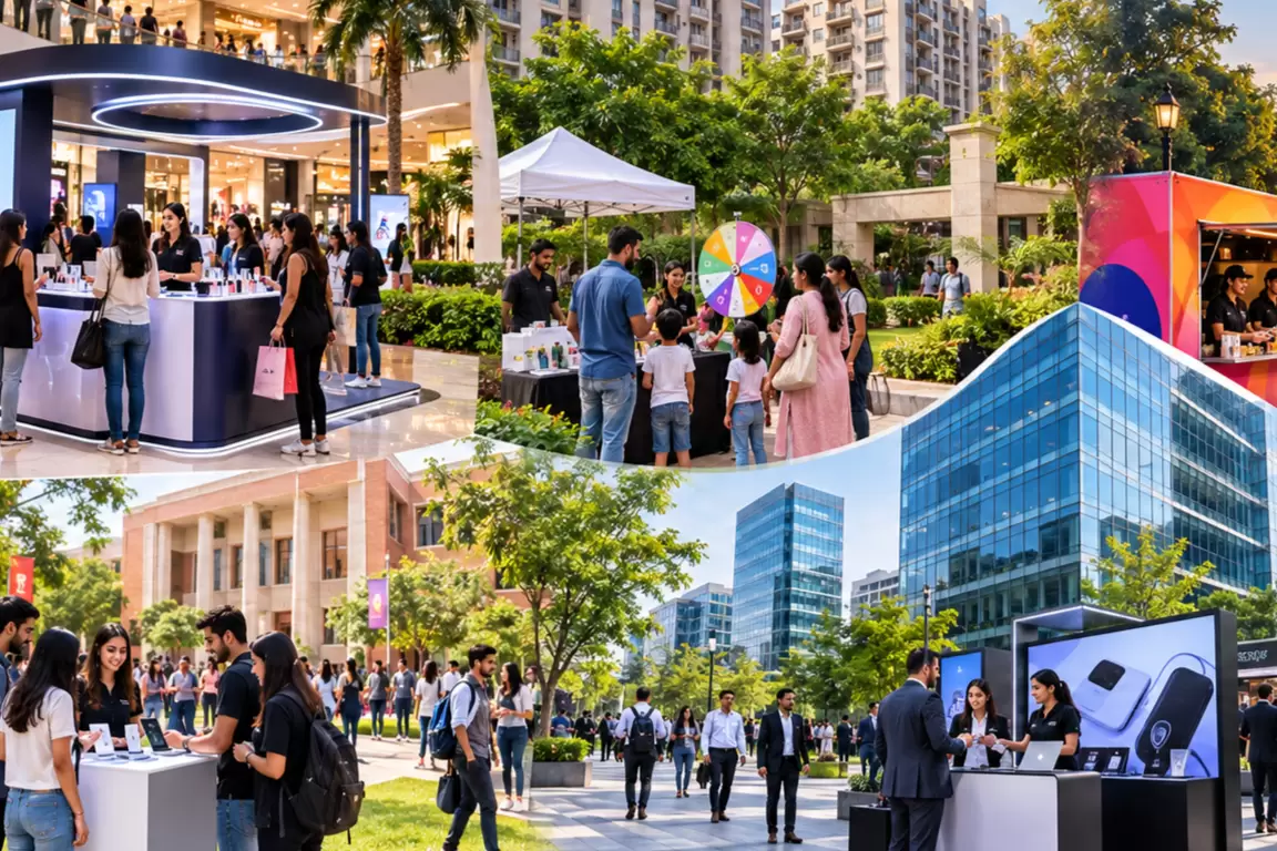 Top venues for brand activation in Delhi NCR including malls, RWAs, colleges and corporate hubs